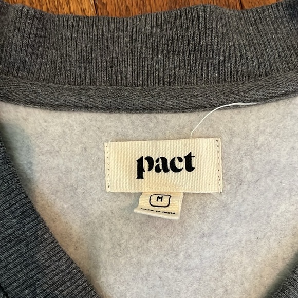 Pact | Heather Grey Fleece Courtside V-Neck Sweatshirt Medium Relaxed Loungewear - Picture 7 of 10